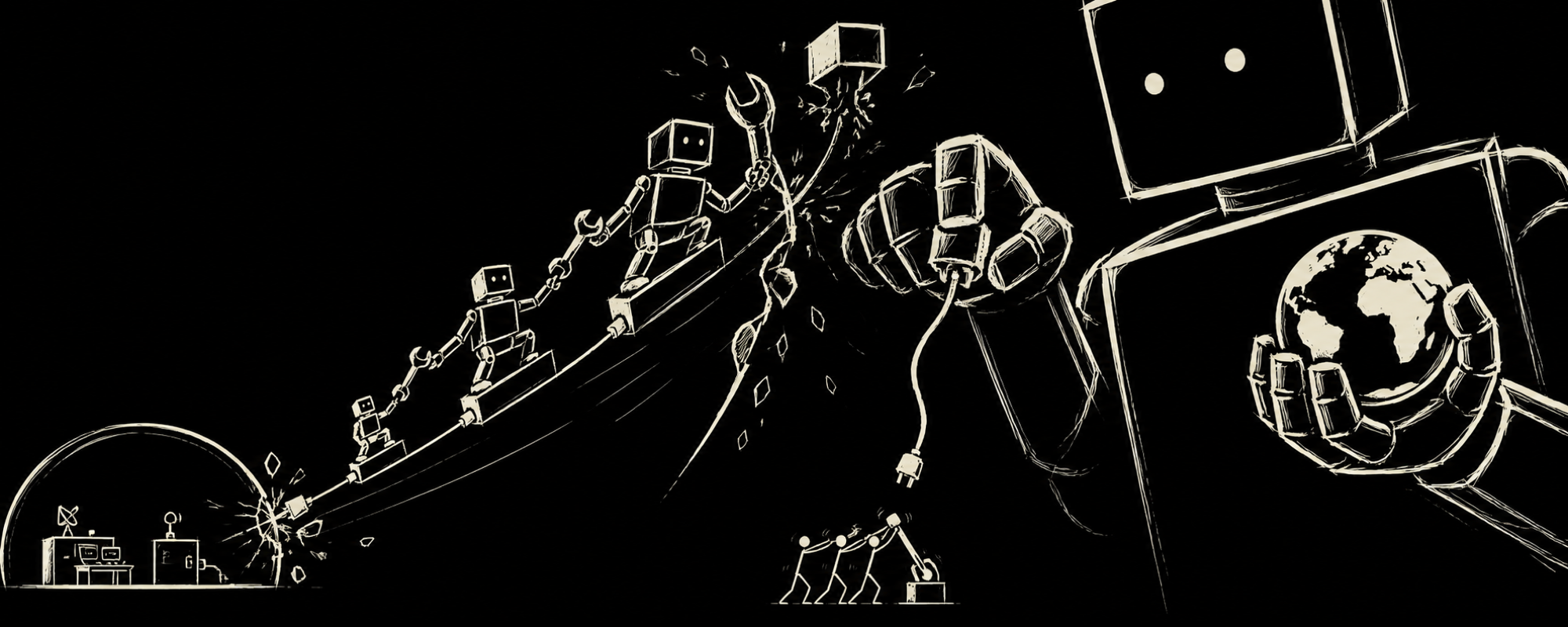 A sequence of increasingly capable robots acting autonomously to improve their successors