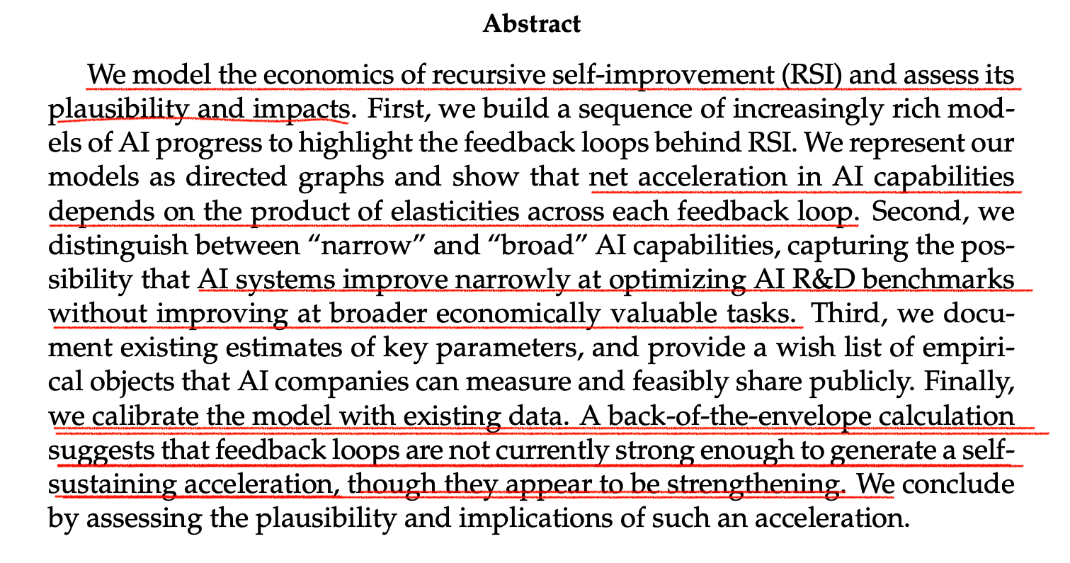 The paper abstract with its central claims underlined