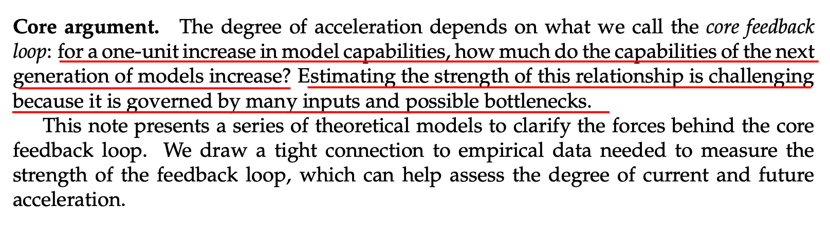 The paper's core argument about measuring how much one generation of models improves the next